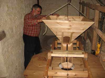 Putting the hopper in position